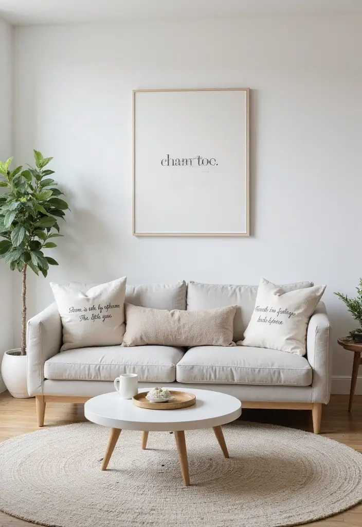 30+ Throw Pillow Design Ideas for Modern Living Rooms 14 30+ Throw Pillow Design Ideas for Modern Living Rooms - 14. Minimalist Text Pillows