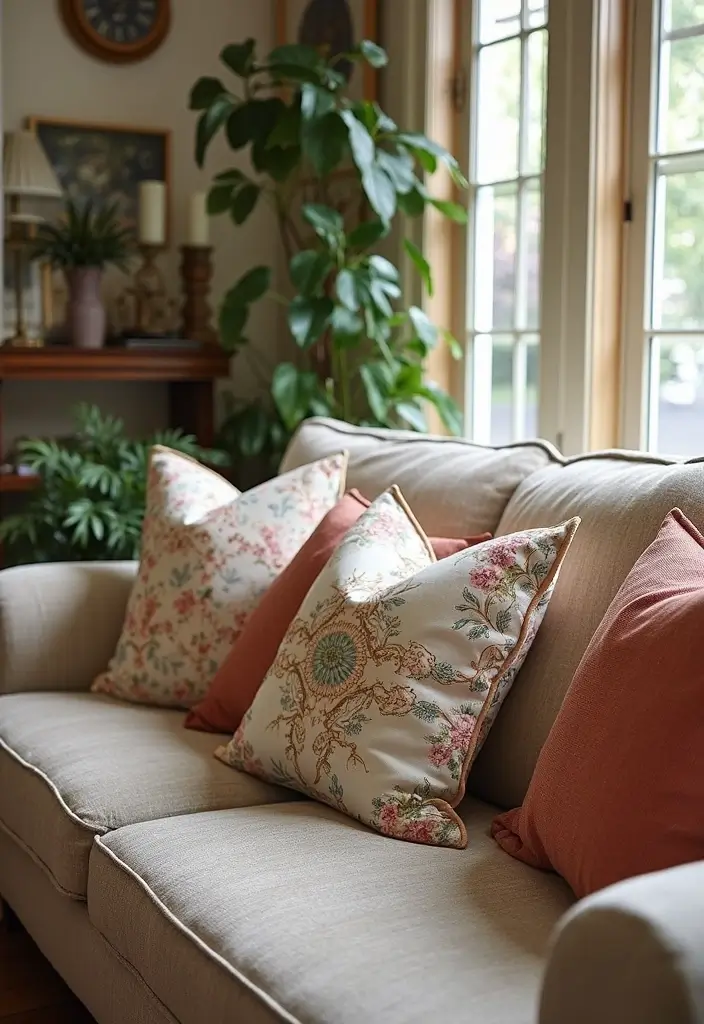 30+ Throw Pillow Design Ideas for Modern Living Rooms 15 30+ Throw Pillow Design Ideas for Modern Living Rooms - 15. Vintage Inspired Pillows