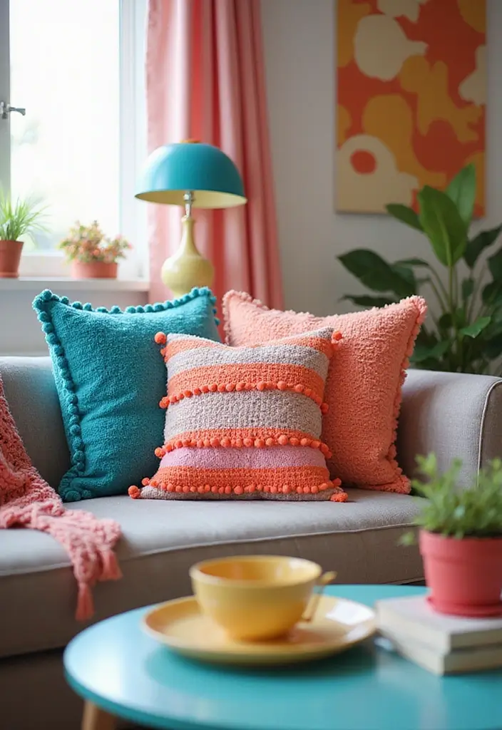 30+ Throw Pillow Design Ideas for Modern Living Rooms 16 30+ Throw Pillow Design Ideas for Modern Living Rooms - 16. Pom-Pom Trimmed Pillows