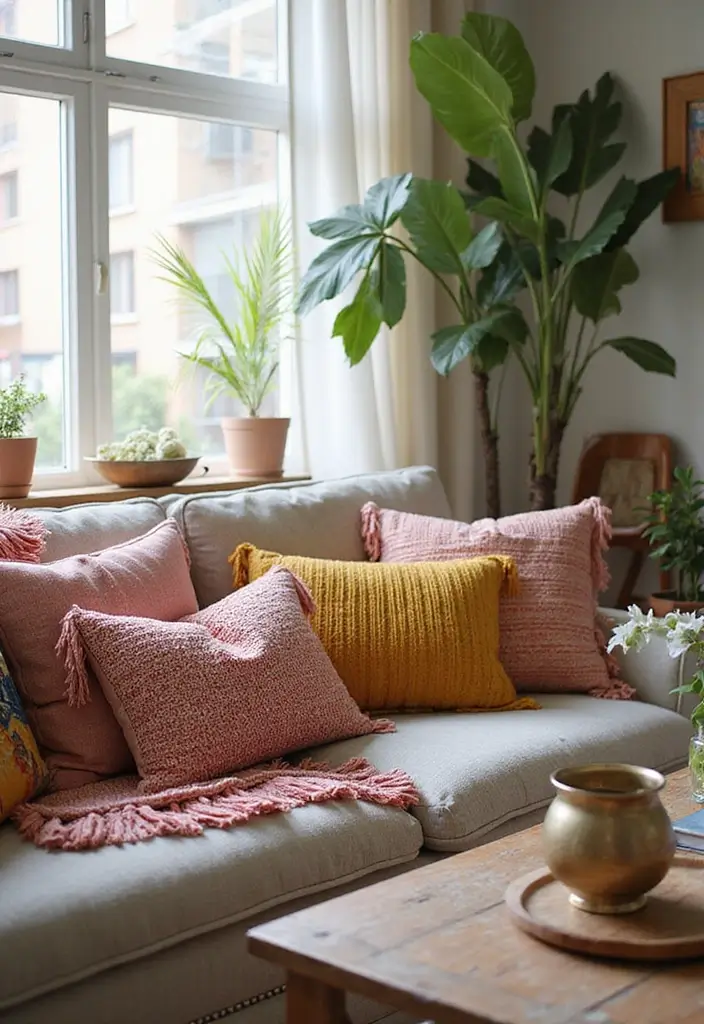 30+ Throw Pillow Design Ideas for Modern Living Rooms 20 30+ Throw Pillow Design Ideas for Modern Living Rooms - 20. Fringe Trimmed Pillows