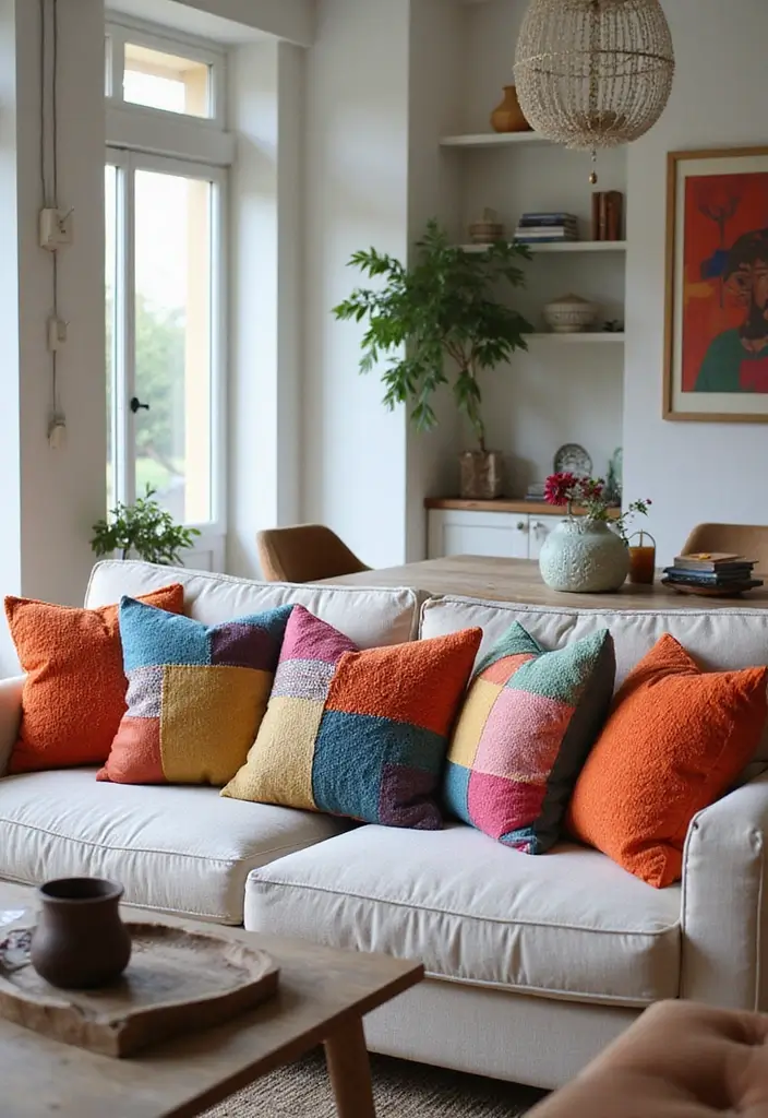 30+ Throw Pillow Design Ideas for Modern Living Rooms 22 30+ Throw Pillow Design Ideas for Modern Living Rooms - 22. Patchwork Pillows