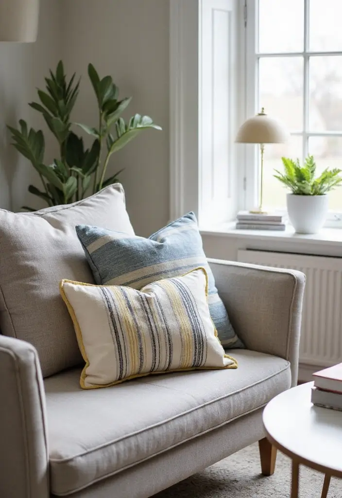 30+ Throw Pillow Design Ideas for Modern Living Rooms 23 30+ Throw Pillow Design Ideas for Modern Living Rooms - 23. Striped Pillows