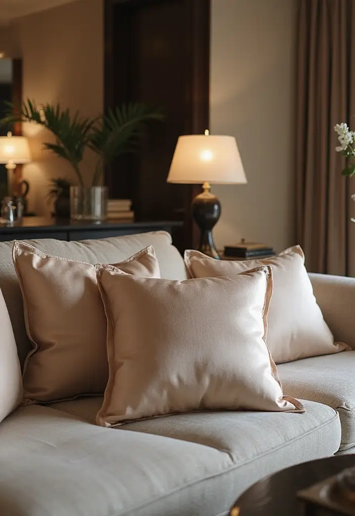 30+ Throw Pillow Design Ideas for Modern Living Rooms 27 30+ Throw Pillow Design Ideas for Modern Living Rooms - 27. Elegant Silk Pillows
