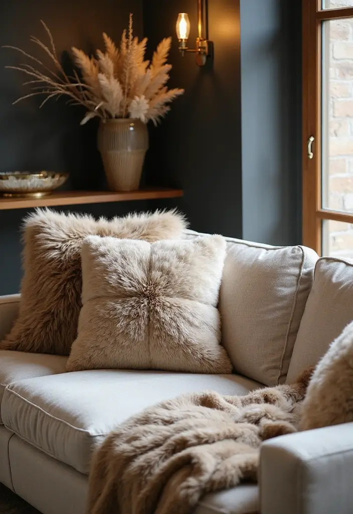 30+ Throw Pillow Design Ideas for Modern Living Rooms 7 30+ Throw Pillow Design Ideas for Modern Living Rooms - 7. Sustainable Faux Fur Pillows