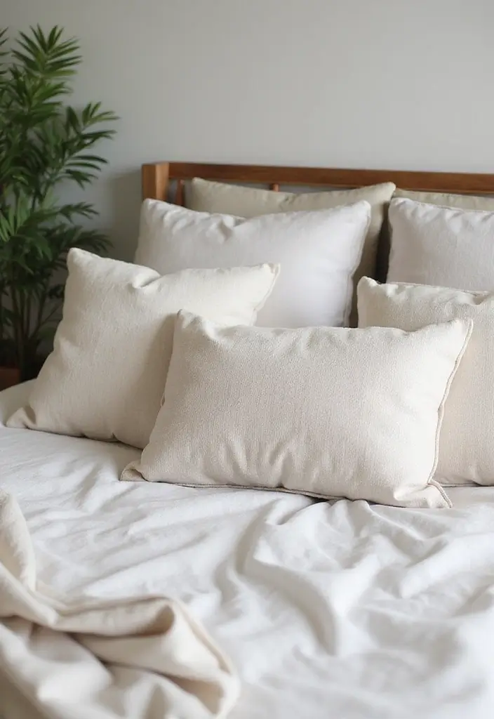 30 Throw Pillow Ideas for Bedrooms: Soft and Relaxing Looks 1 30 Throw Pillow Ideas for Bedrooms: Soft and Relaxing Looks - 1. Organic Cotton and Linen