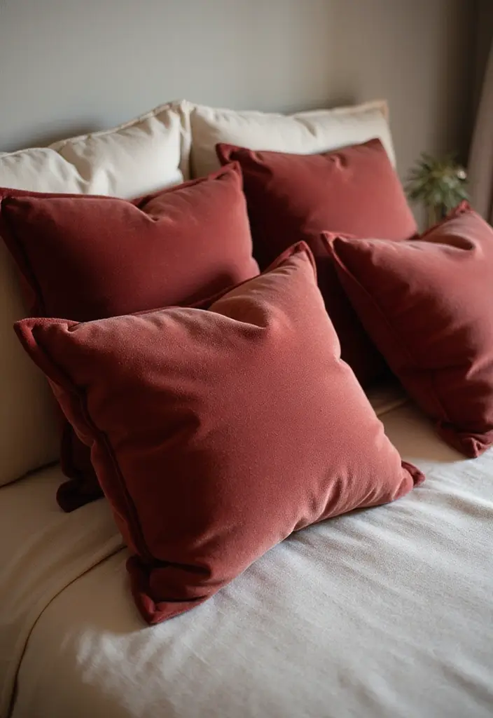 30 Throw Pillow Ideas for Bedrooms: Soft and Relaxing Looks 12 30 Throw Pillow Ideas for Bedrooms: Soft and Relaxing Looks - 12. Velvet Touch