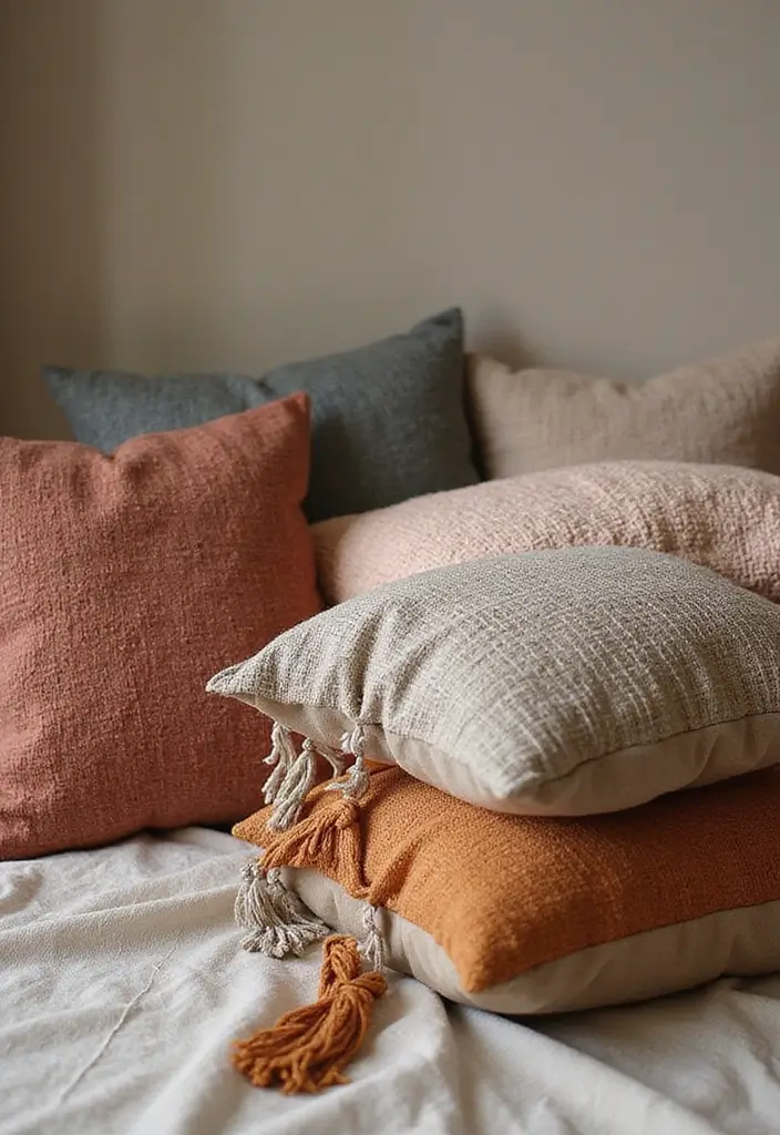 30 Throw Pillow Ideas for Bedrooms: Soft and Relaxing Looks 13 30 Throw Pillow Ideas for Bedrooms: Soft and Relaxing Looks - 13. Natural Dyes and Materials