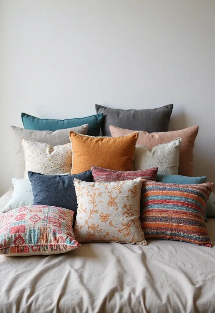 30 Throw Pillow Ideas for Bedrooms: Soft and Relaxing Looks 2 30 Throw Pillow Ideas for Bedrooms: Soft and Relaxing Looks - 2. Recycled Fabrics