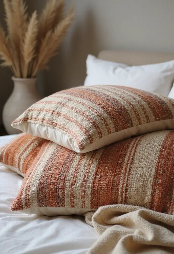 30 Throw Pillow Ideas for Bedrooms: Soft and Relaxing Looks 5 30 Throw Pillow Ideas for Bedrooms: Soft and Relaxing Looks - 5. Handwoven Textiles